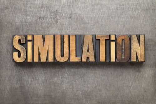 simulation spelled out in printer's blocks (photo)